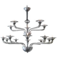 Murano Smoked Grey Glass Chandelier 7