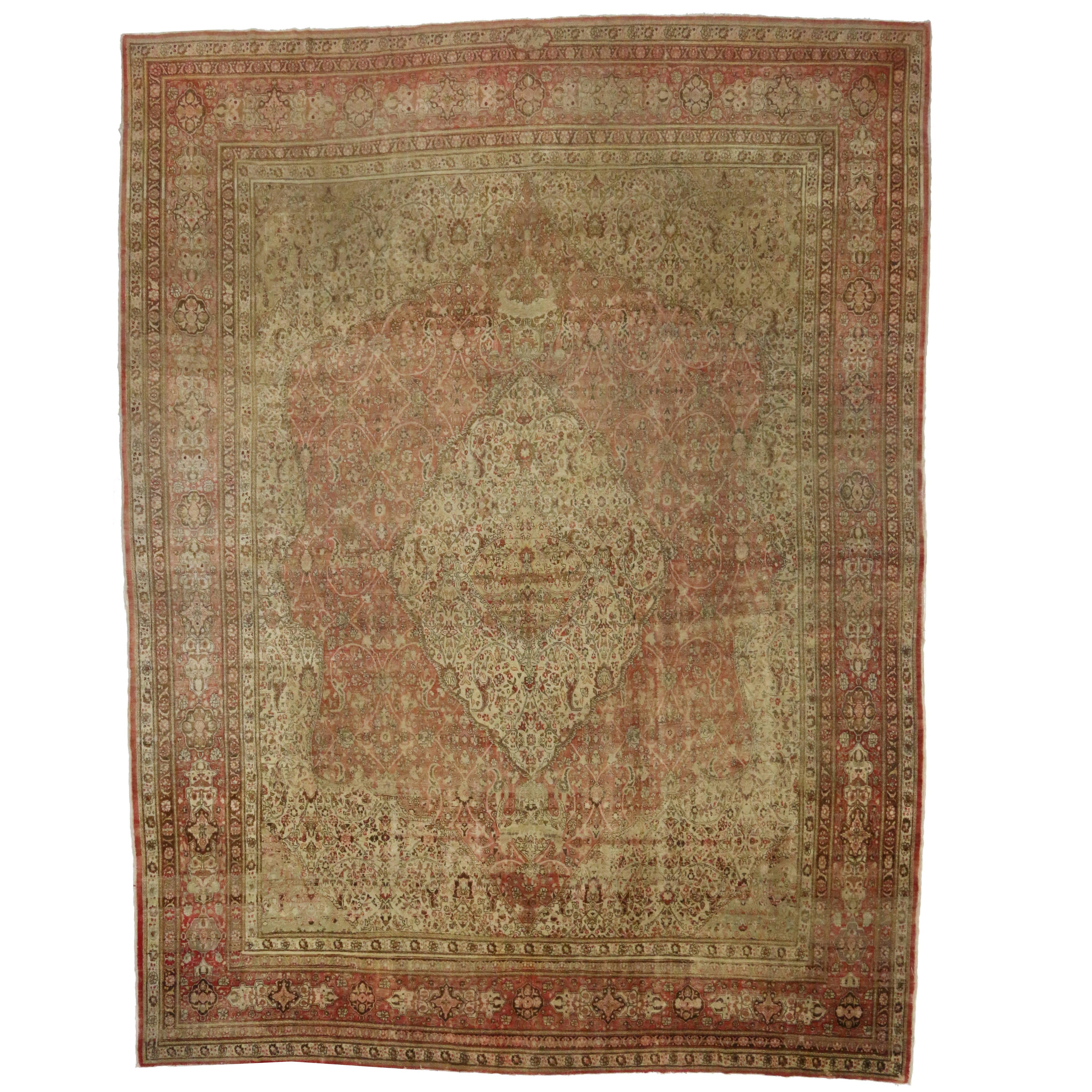 Haji Kahlili Antique Persian Tabriz Rug, Palace Size Persian Rug For
