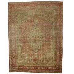 Haji Kahlili Antique Persian Tabriz Carpet in Time-Softened Colors 10