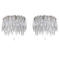Pair of Crystal Glass Wall Sconces by Bakalowits & Sons