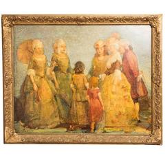 Antique Oil on Canvas Painting by Ettore Caser