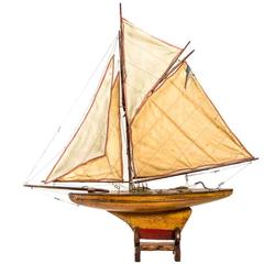 Antique Wood and Cloth Pond Boat