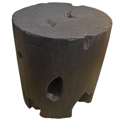 Andrianna Shamaris Triple Burnt Teak Wood Side Table