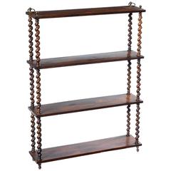 19th Century Fosewood Barley Twist Shelf with Delicate Boxwood String Inlay