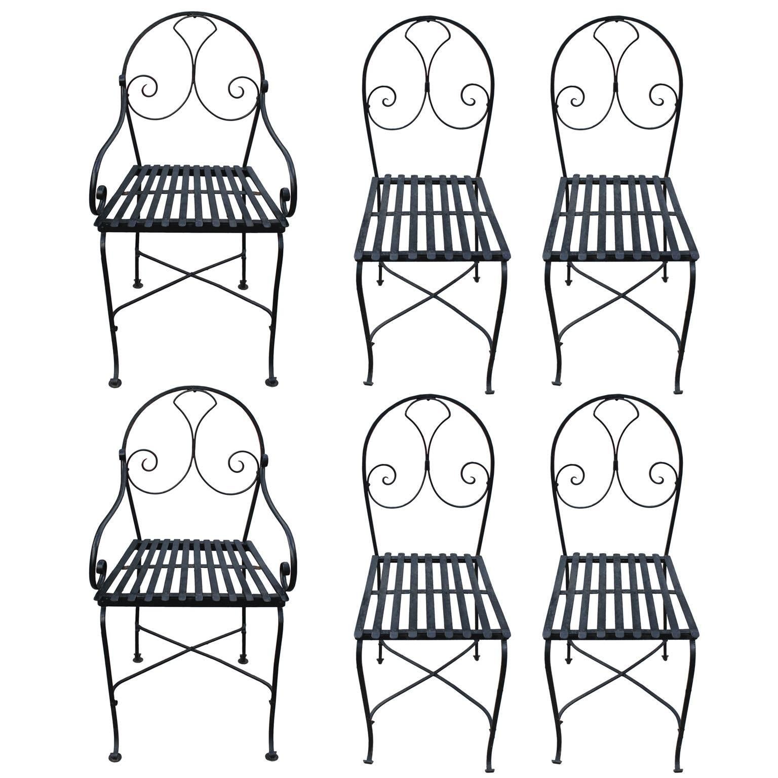 Charming Set of Six French Handmade Patio Chairs at 1stDibs