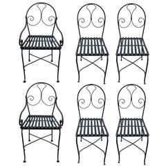 Charming Set of Six French Handmade Patio Chairs