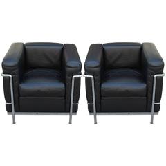 Pair of Le Corbusier for Cassina LC2 Club Chairs