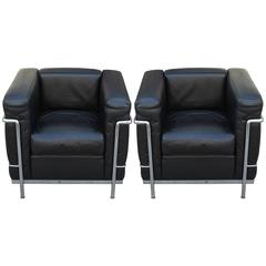 Pair of Le Corbusier for Cassina LC2 Club Chairs