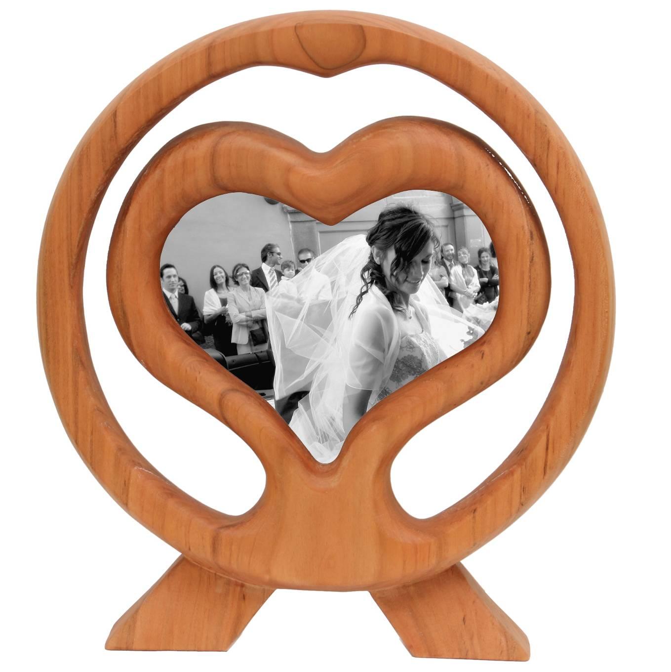  Italian Large Photo Frame in Cherry Wood , Wood Heart For Sale