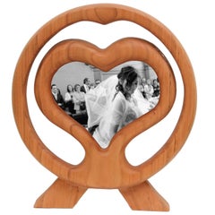 Italian Large Photo Frame in Cherry Wood , Wood Heart