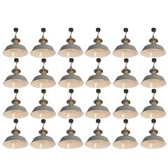 Huge Set of 24 Industrial French Lampshades, circa 1950