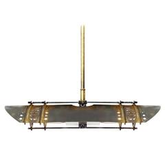Steel and Brass Arched Shade Pendent 4