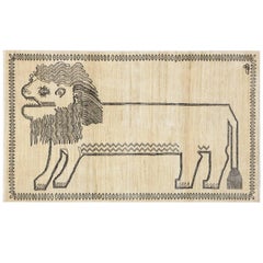 Antique Orley Shabahang Lion Persian Tribal Animal Rug, 3' x 5' 