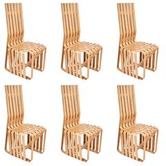 Vintage Set of Six "High Sticking" Tall Dining Chairs by Frank Gehry