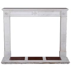 Louis XVI Style Fireplace in Semi-Statuary Marble with Pearls, 19th Century