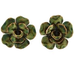 Green Gardenia Earrings by OMV