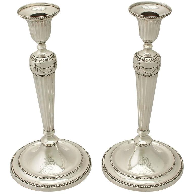 Sterling Silver Candlesticks Antique III For Sale at 1stdibs