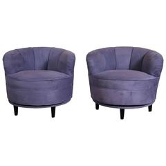 Pair of Vintage Quality Tub Back Swivel Club Chairs