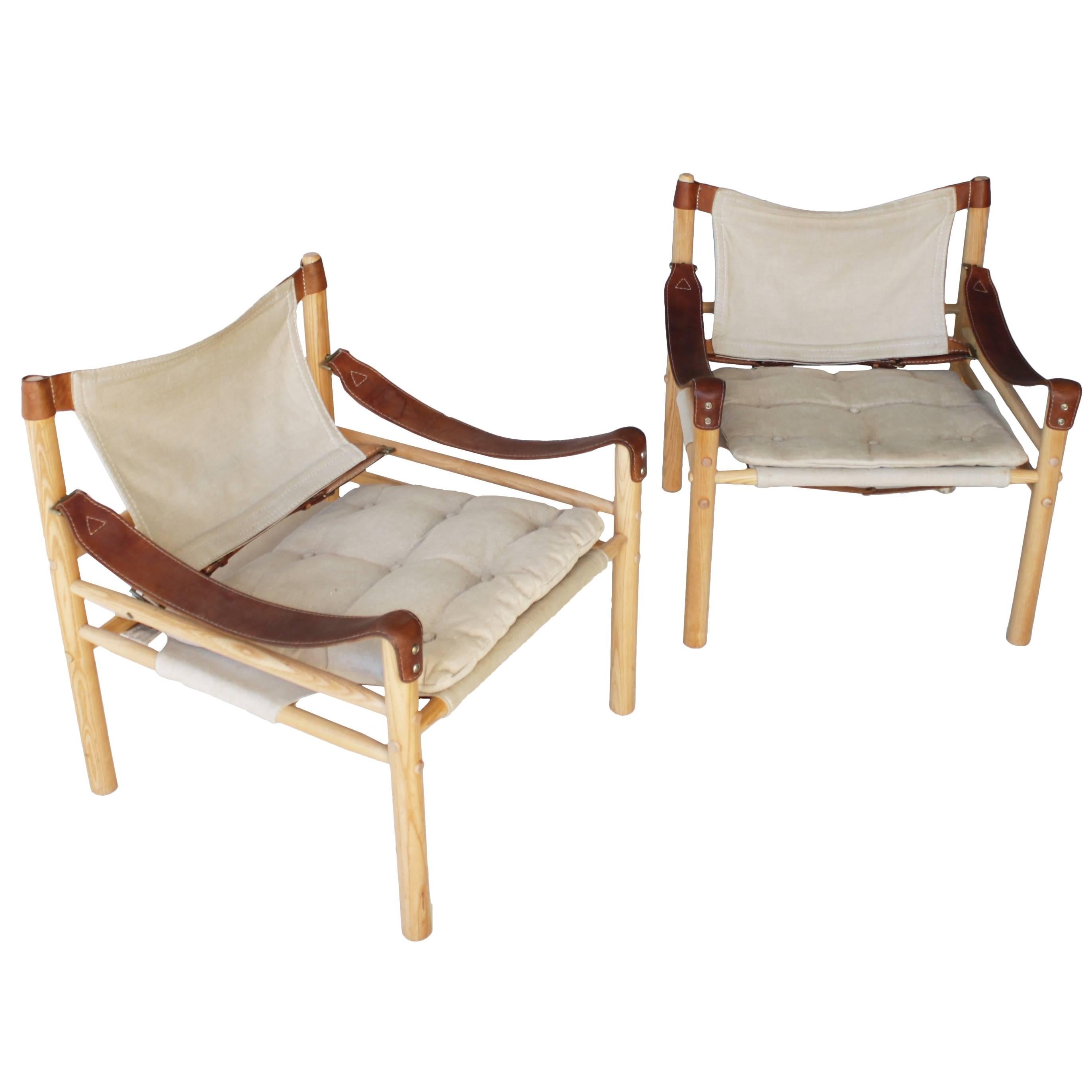 Pair of 'Scirocco' Canvas Safari Chairs by Arne Norell