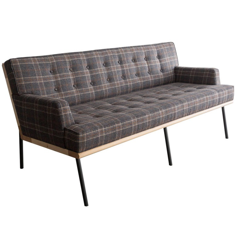 Dgd Sofa Plaid Wool Black Grey Powder Coated Steel Maple