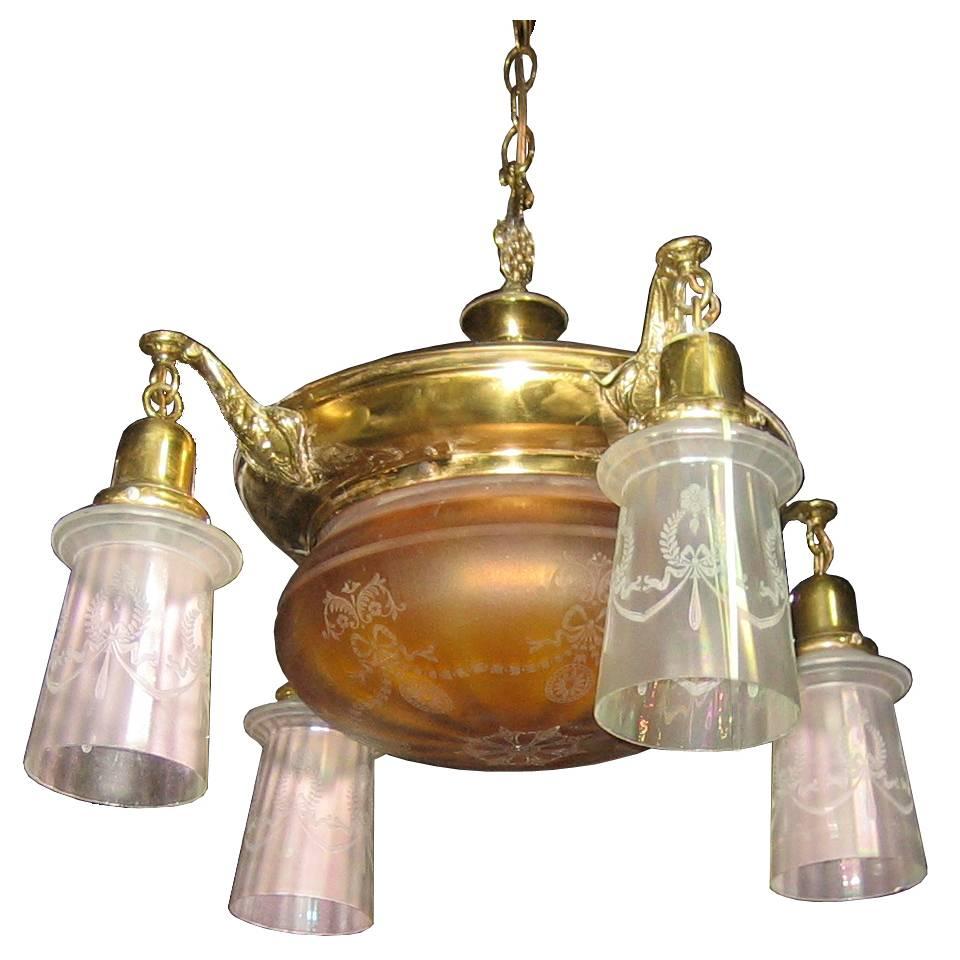 Antique Brass Mission Style Light For Sale
