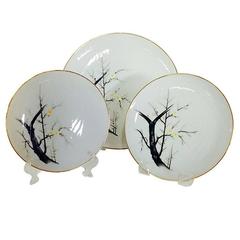 Vintage 1950s Japanese Porcelain "White Plum" Set of 35