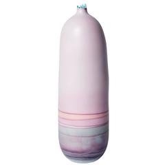 Unique Handmade 21st Century Lavender Dip-Dyed Tall Oblong Vase