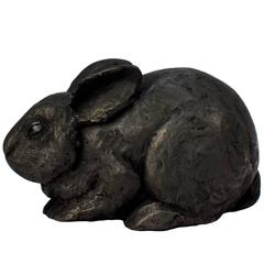 Black Gesso and Raw Graphite Resin Sculpture of a Pygmy Rabbit by Darla Jackson 2