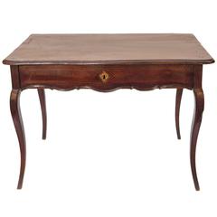 Antique French Louis XV Style, Early 19th Century Walnut Side Table with Inlay