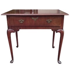 18th-19th Century English Walnut Table with Single Drawer