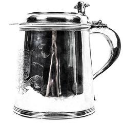 Antique Charles II English Sterling Silver Tankard, 1670