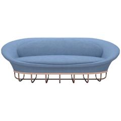European Modern Velvet and Copper Curvilinear Two-Seat Utah Sofa