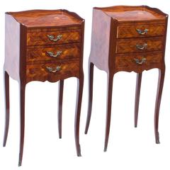 Vintage Pair of French Louis Revival Kingwood Bedside Cabinets