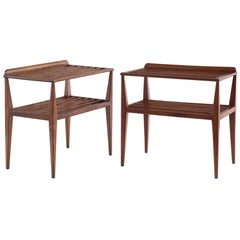 Pair of rare Gio Ponti walnut side tables, Night stands from Hotel Italy, 1952