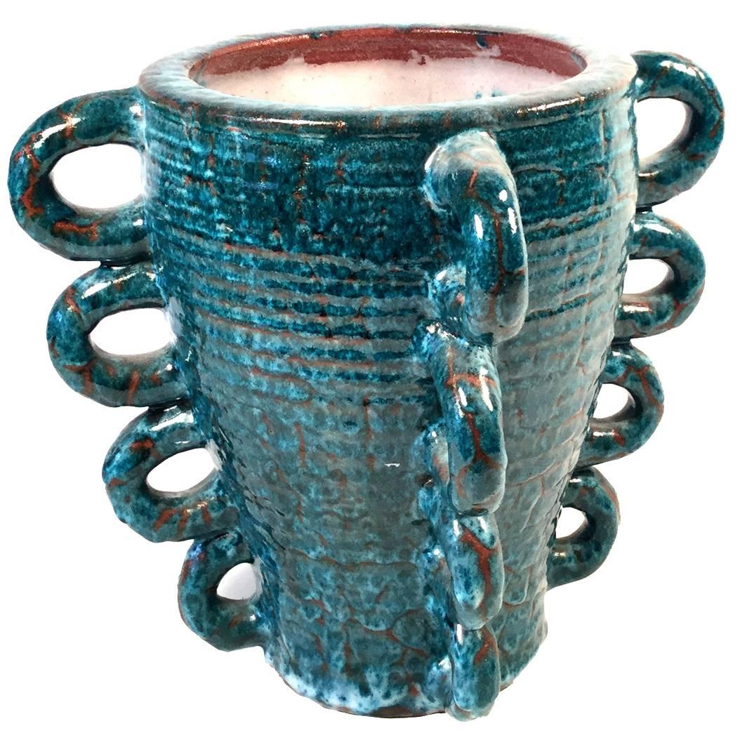 Accolay Blue Glazed Vase For Sale