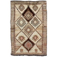 Vintage Persian Gabbeh With Diamond and Geometric Design in Earth Tones