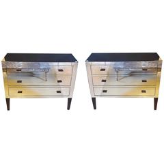 Pair of Custom Quality Mirrored Commodes