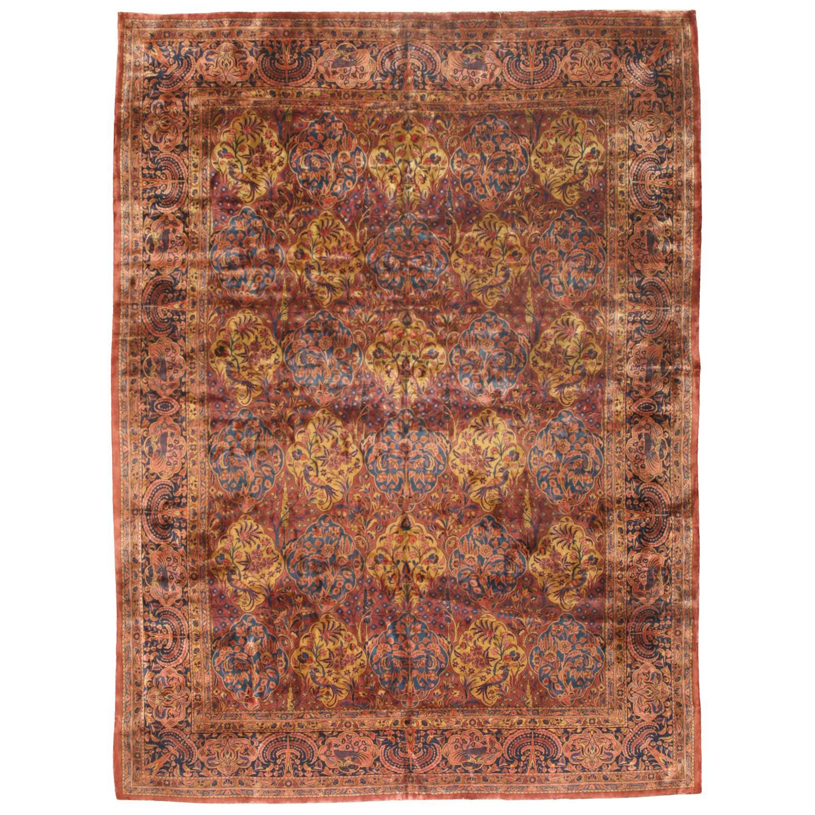 Exceptional Antique Persian Kashan Carpet For Sale