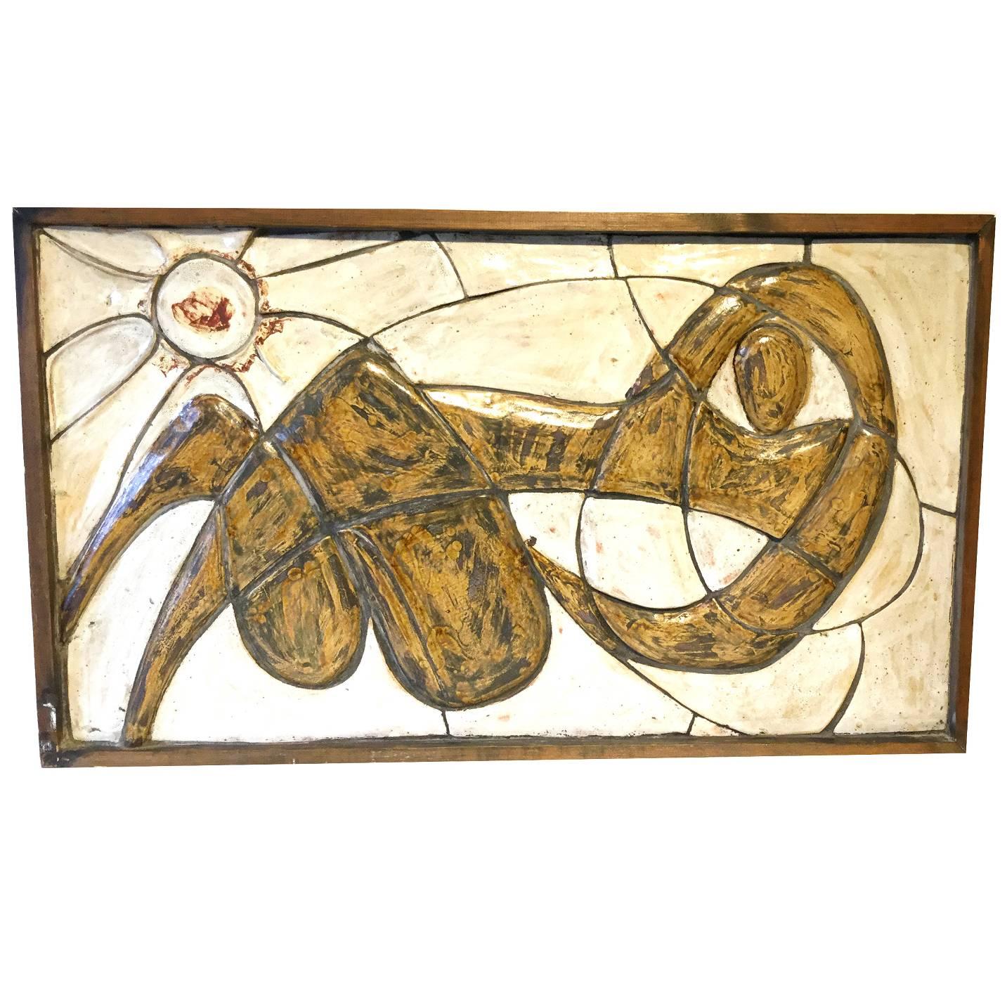 1950s Abstract Wall Ceramic Panel For Sale