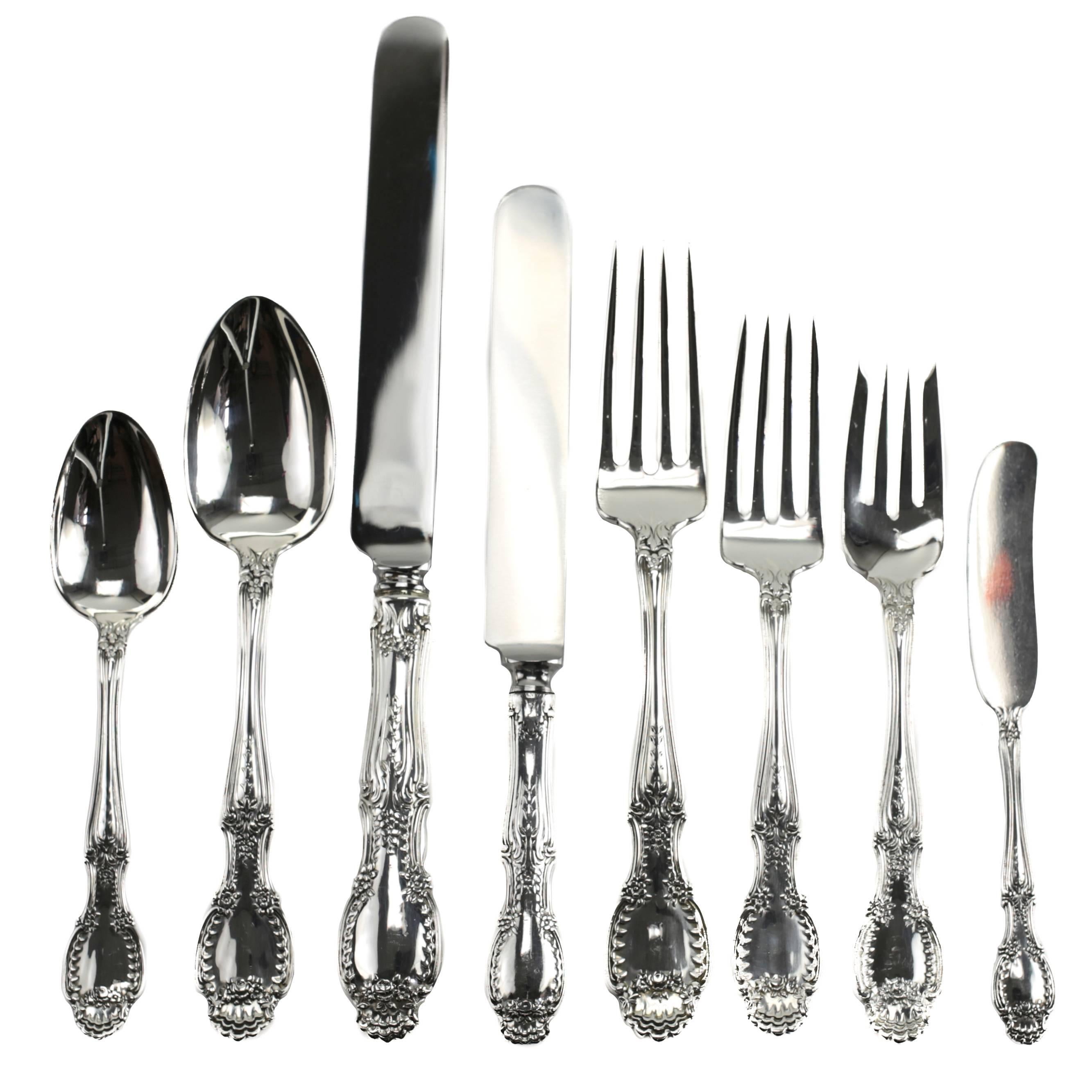 Eight-Piece Sterling Silver Flatware Service for 12 in Richelieu by Tiffany & Co