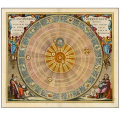Hand-Colored Cellarius Engraving of the Solar System, 1708