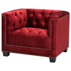 Edmond Armchair with Essex Red Fabric in Wooden Structure 3