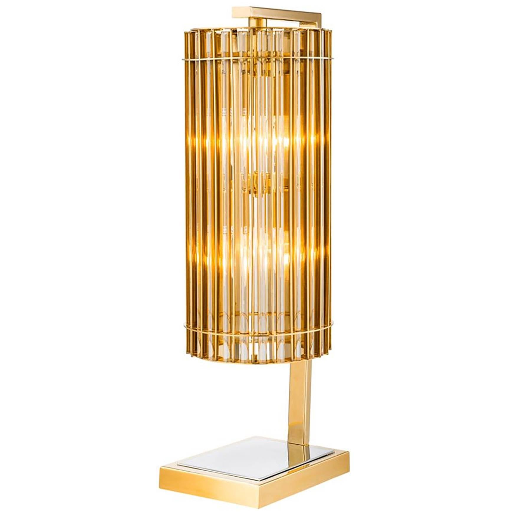 Claudia Table Lamp in Nickel Gold Finish and Glass