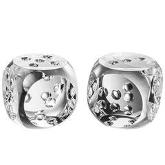 Dice Set of Two in Crystal Glass