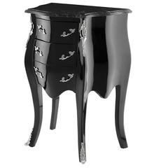 Loire Side Table in Black Lacquered Wood Nickel Details and Marble Top 10