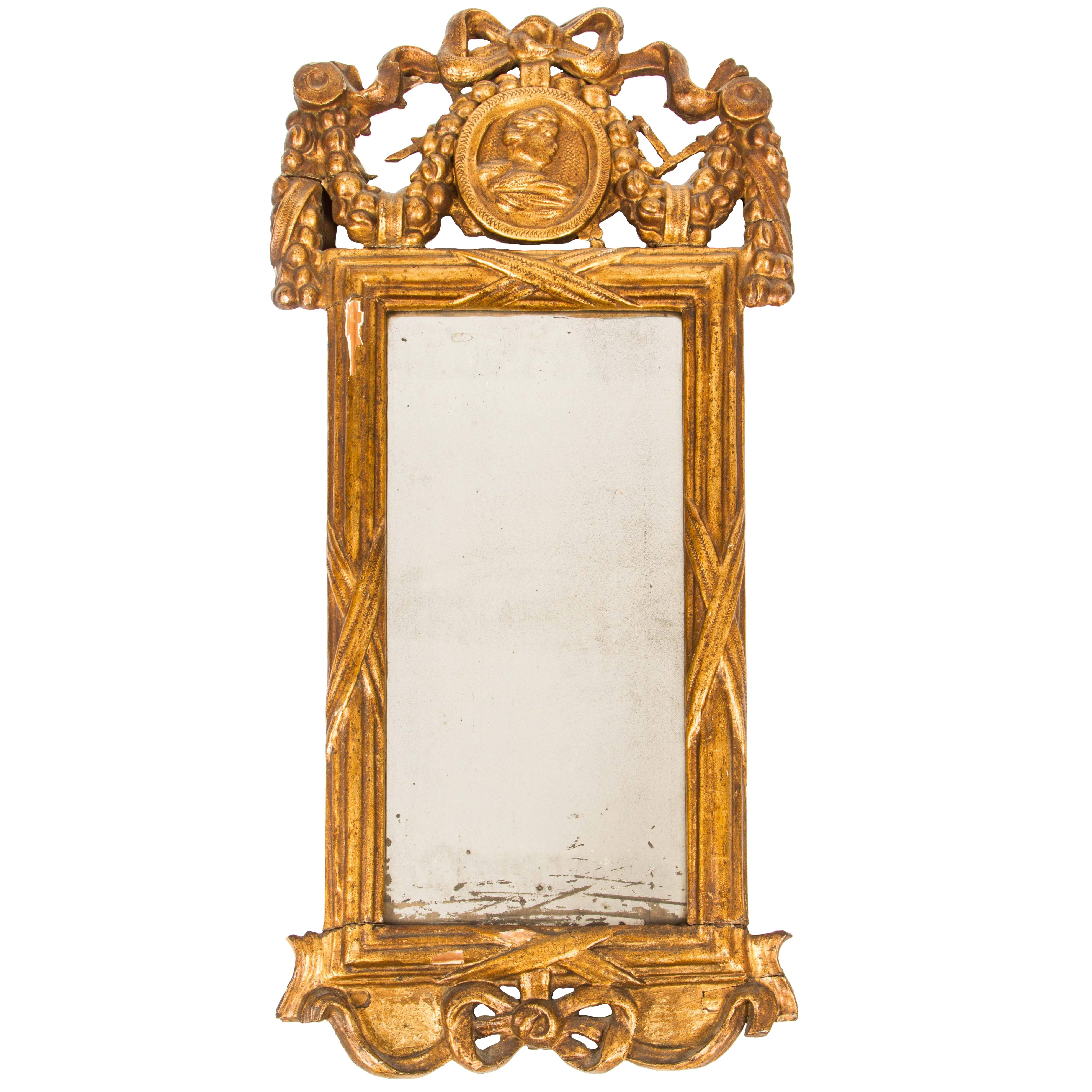 18th Century Louis XVI Style Giltwood Mirror For Sale