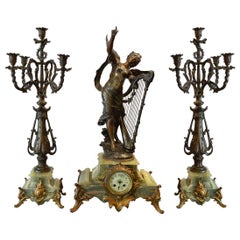 19th Century Signed French Clock Set