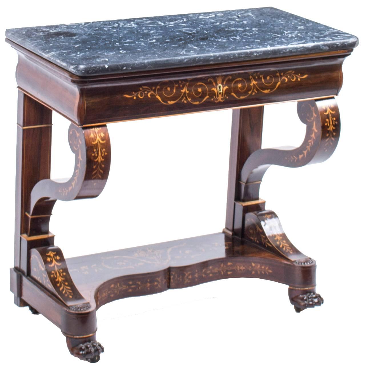  19th Century Charles X Period Rosewood Inlaid Console Table