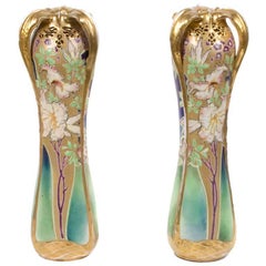 Pair of Amphora Art Nouveau Period Vases