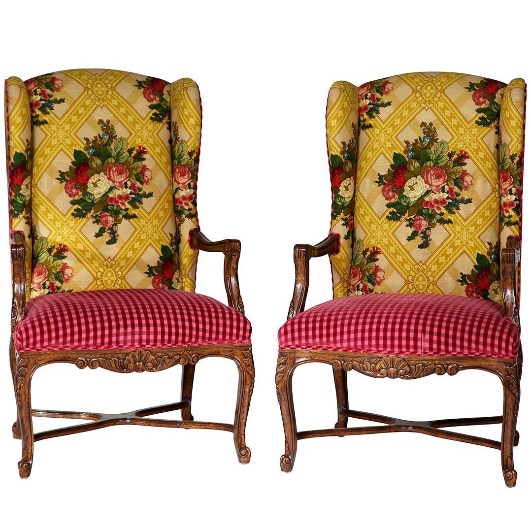 Custom Designer Armchairs with Pierre Frey Fabric For Sale